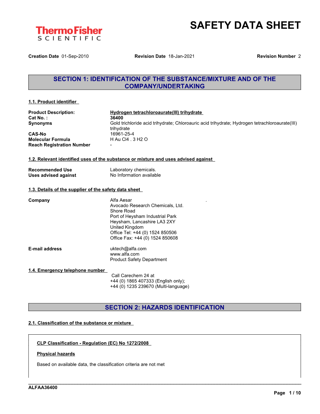 Safety Data Sheet