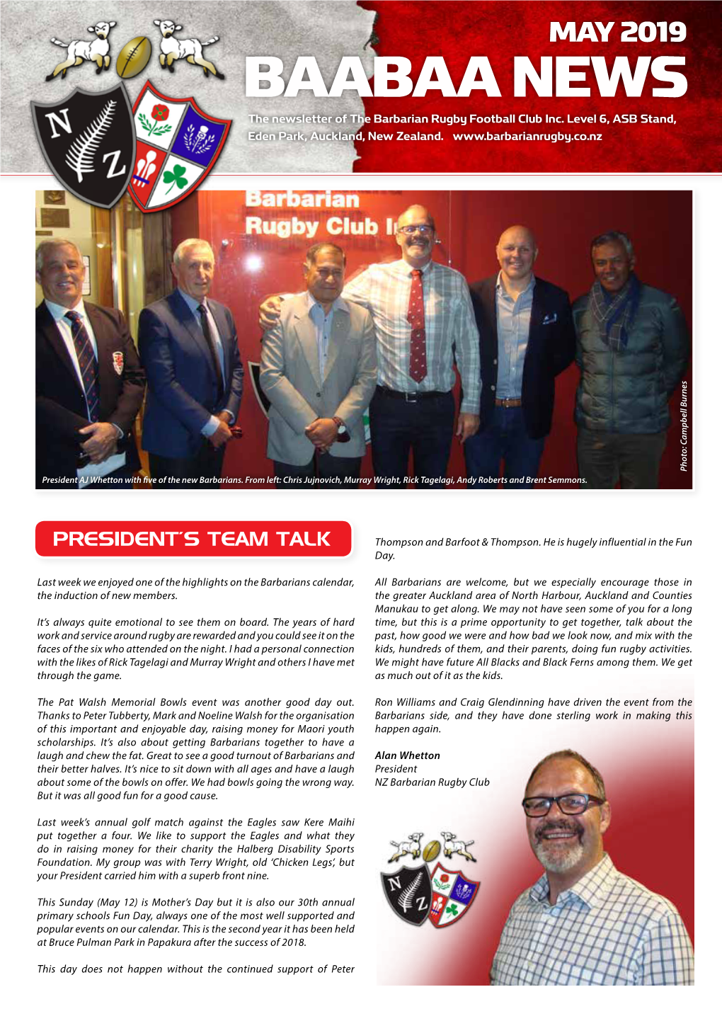 BAABAA NEWS the Newsletter of the Barbarian Rugby Football Club Inc