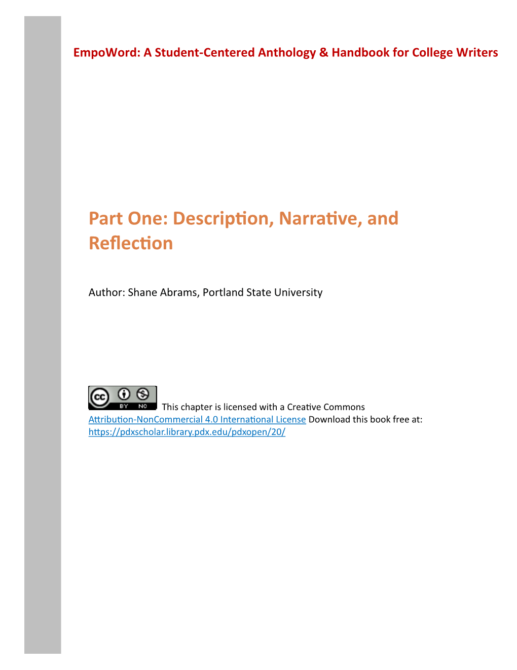 Description, Narrative, and Reflection