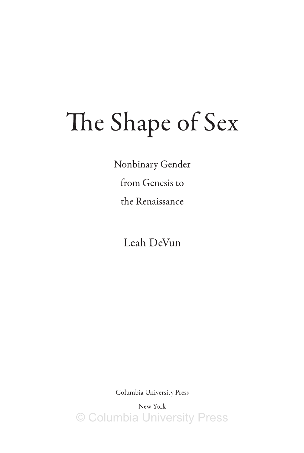 The Shape of Sex