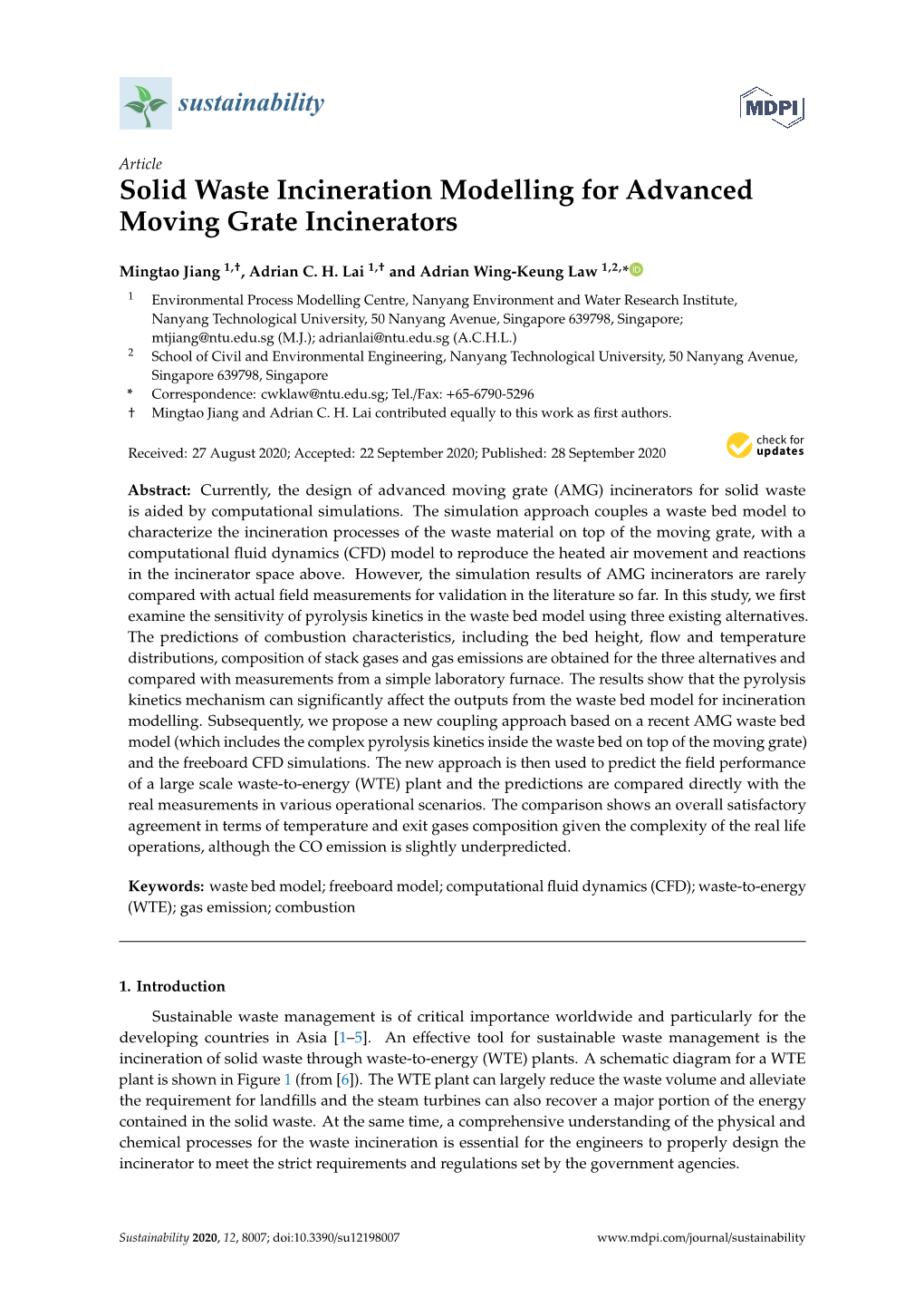 Solid Waste Incineration Modelling for Advanced Moving Grate Incinerators