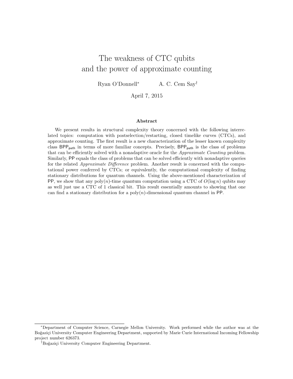 The Weakness of CTC Qubits and the Power of Approximate Counting