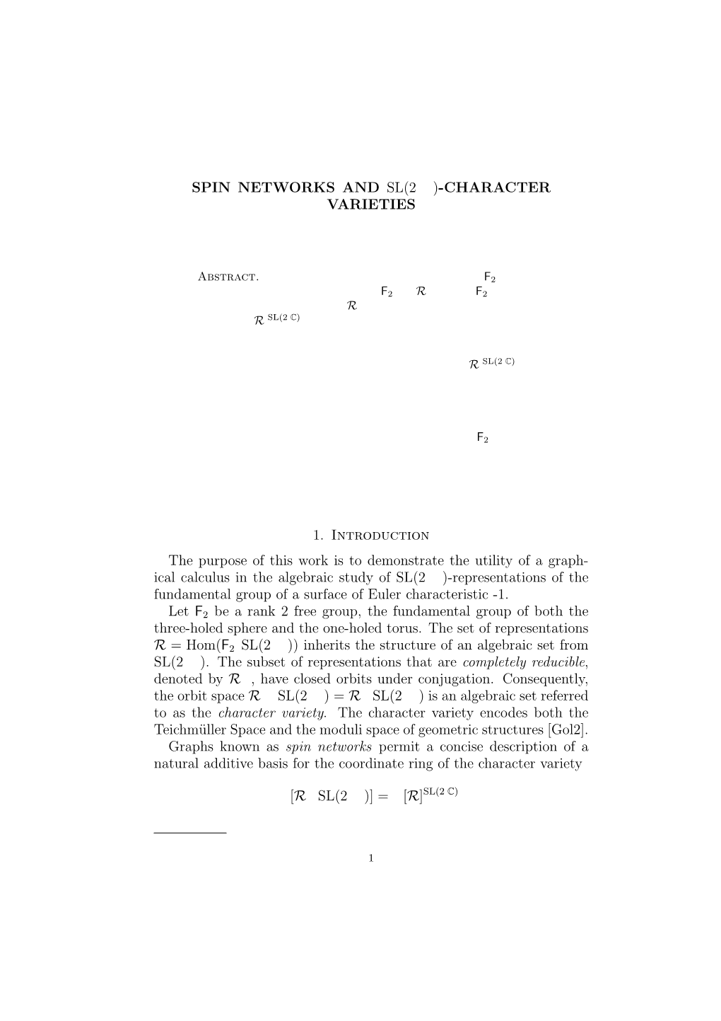 Spin Networks and Sl(2, C)-Character Varieties