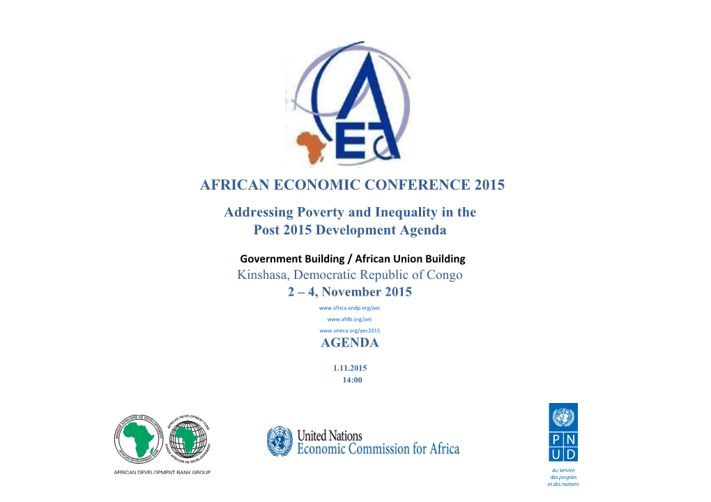 AFRICAN ECONOMIC CONFERENCE 2015 Addressing Poverty and Inequality in the Post 2015 Development Agenda