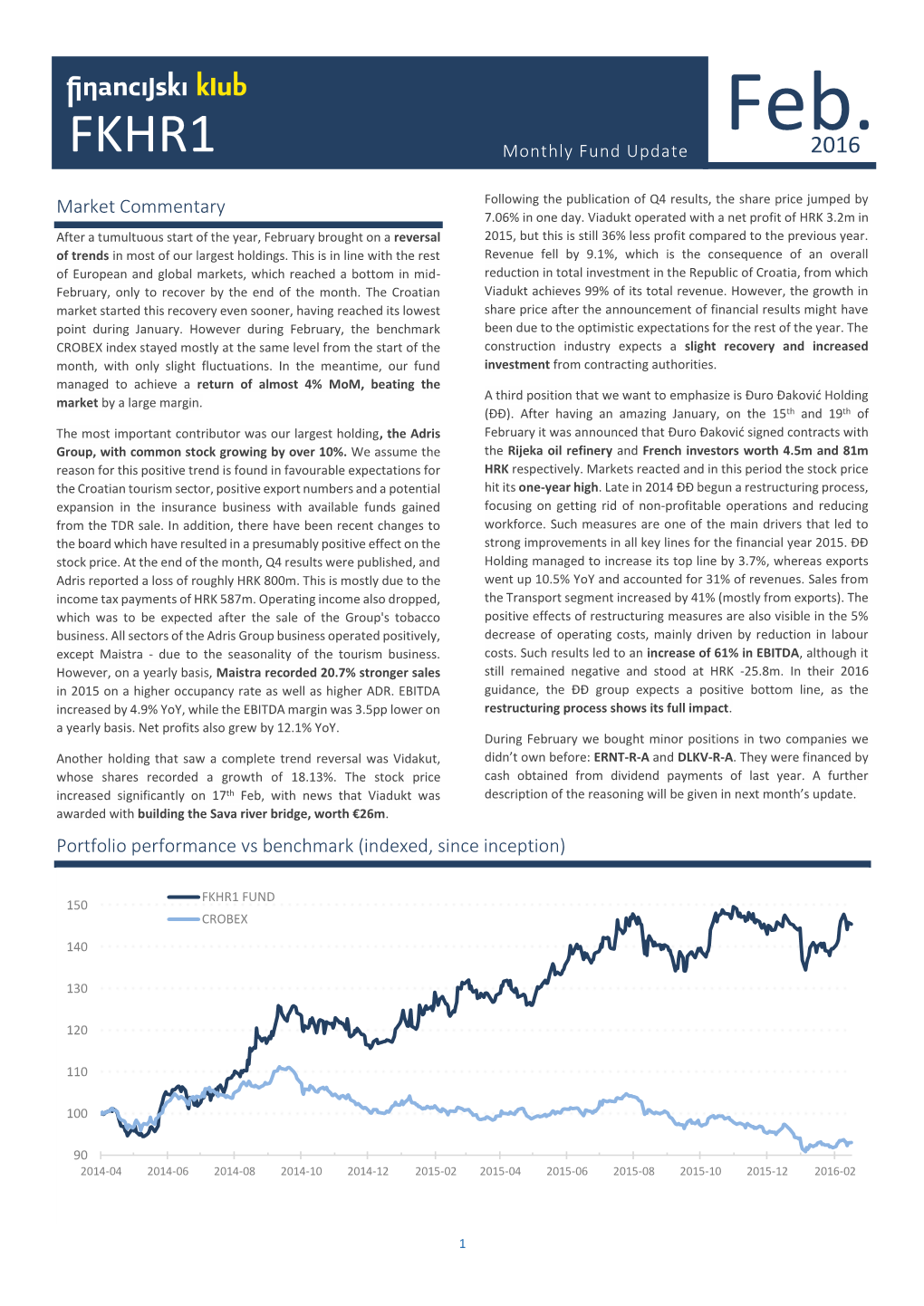 Market Commentary Portfolio Performance Vs Benchmark