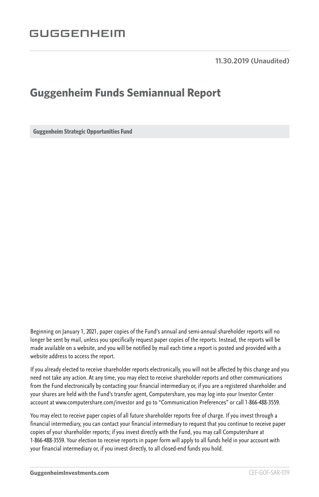 GOF Semiannual Report November 2019