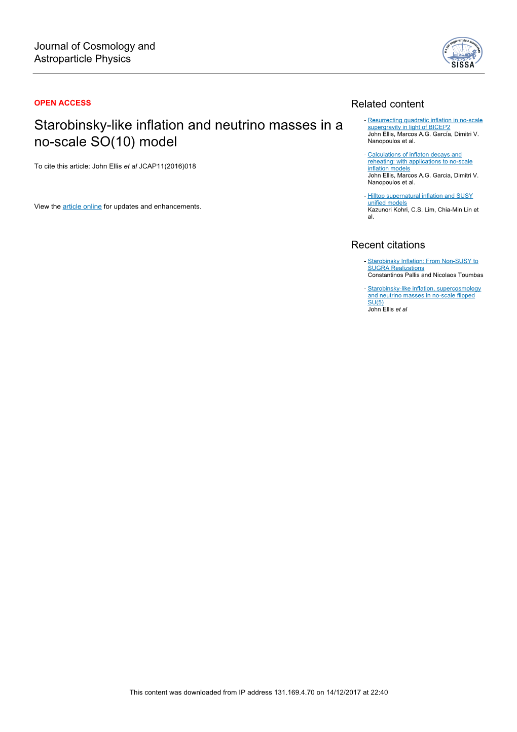 Starobinsky-Like Inflation and Neutrino Masses in a No-Scale