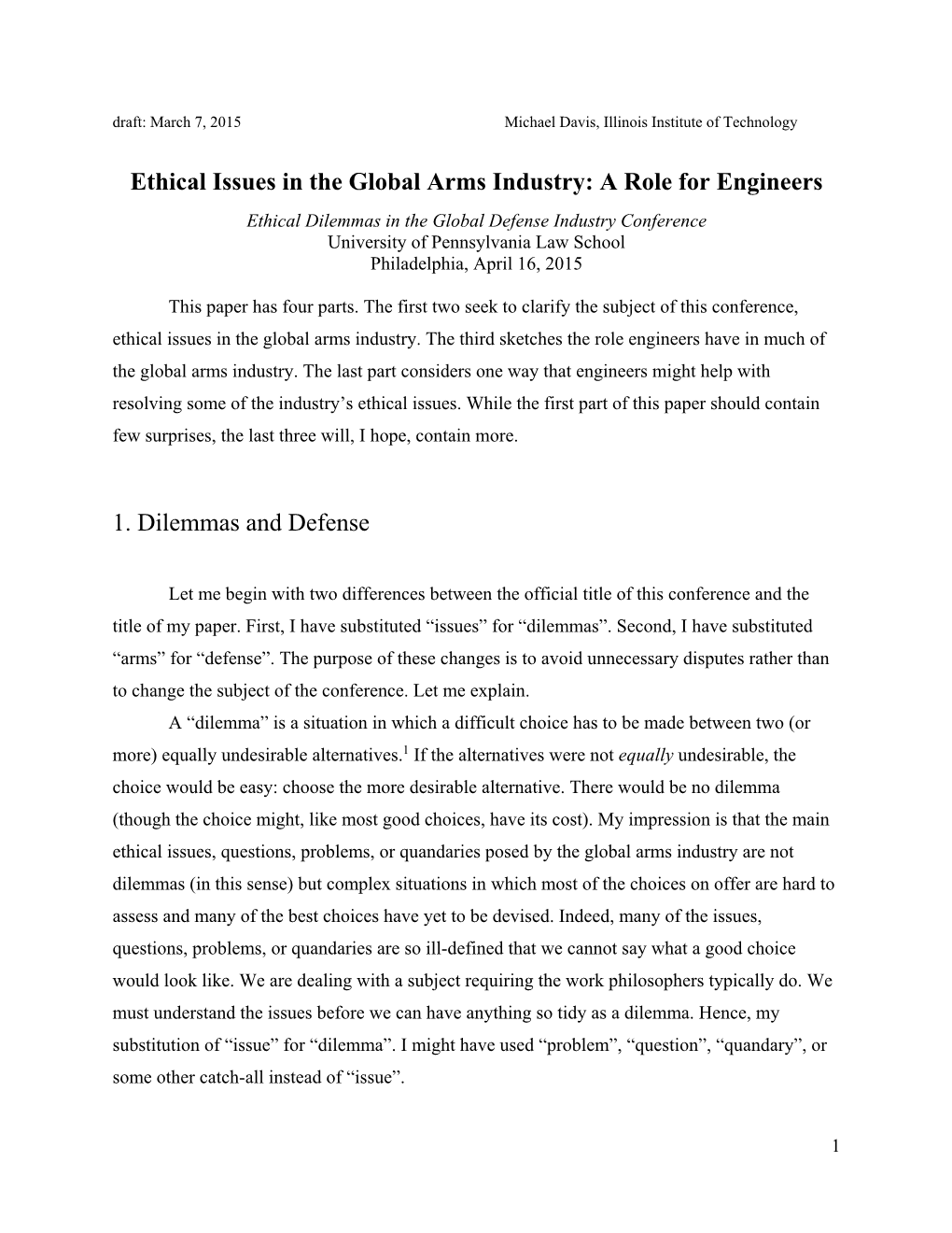 Ethical Issues in the Global Arms Industry