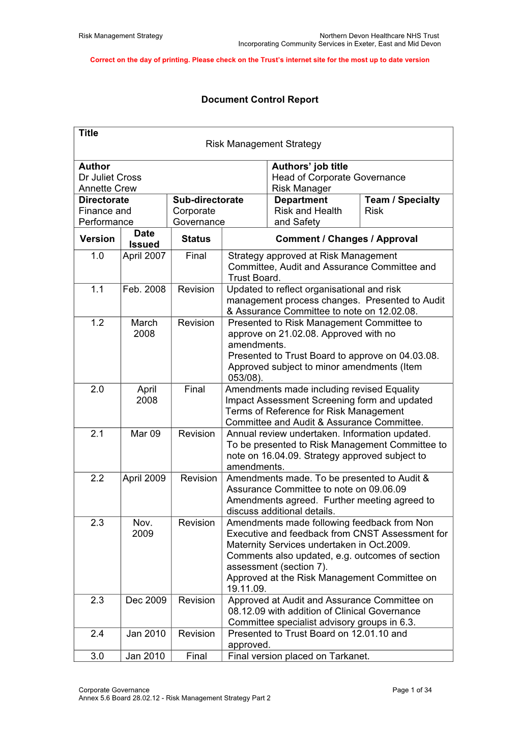 Risk Management Review