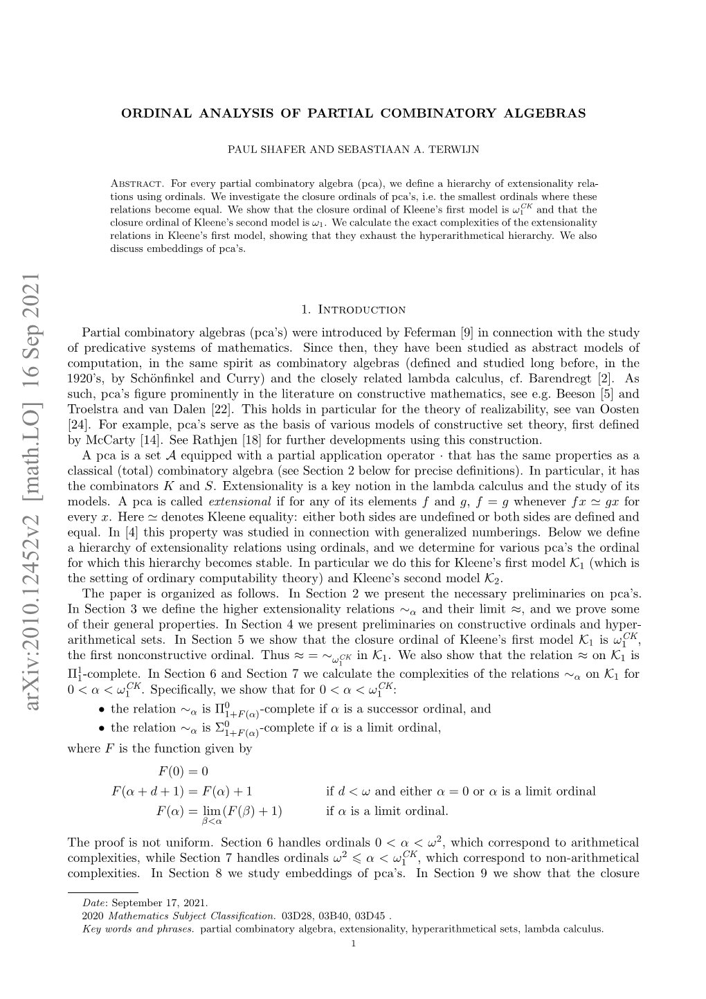 Arxiv:2010.12452V1 [Math.LO]