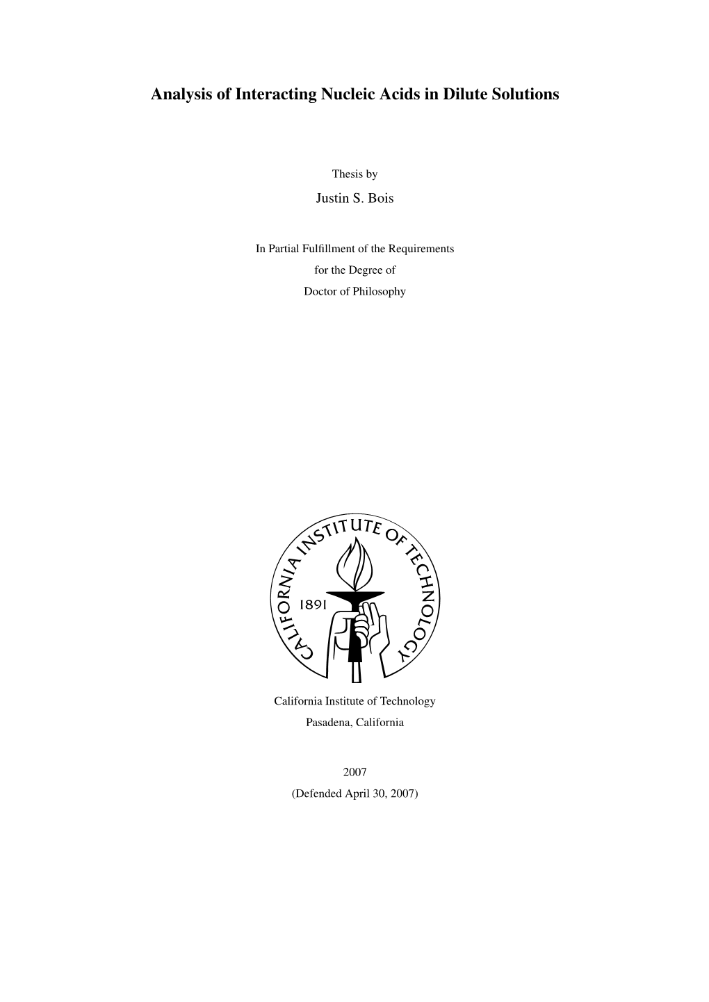 Analysis of Interacting Nucleic Acids in Dilute Solutions