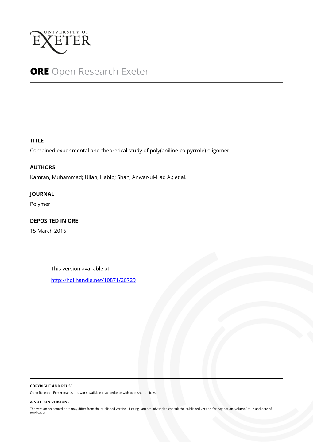 Combined Experimental and Theoretical Study of Poly(Aniline-Co-Pyrrole) Oligomer