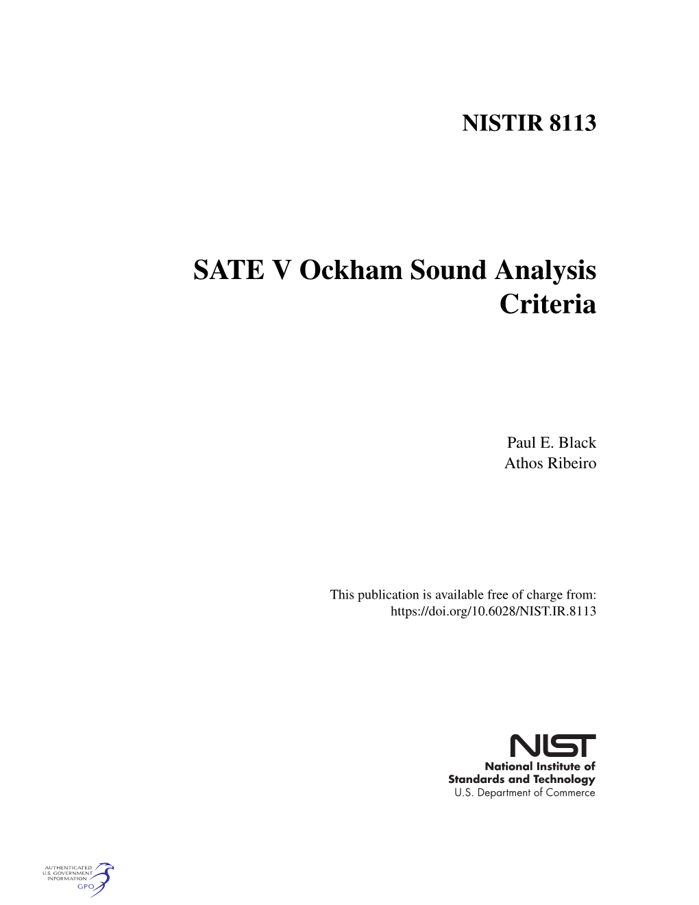 SATE V Ockham Sound Analysis Criteria