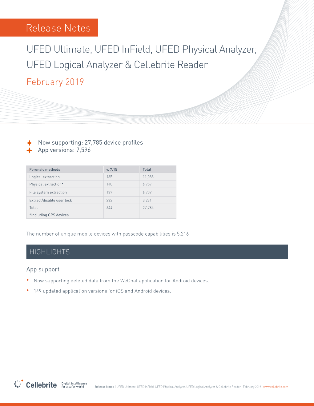 Release Notes UFED Ultimate, UFED Infield, UFED Physical Analyzer