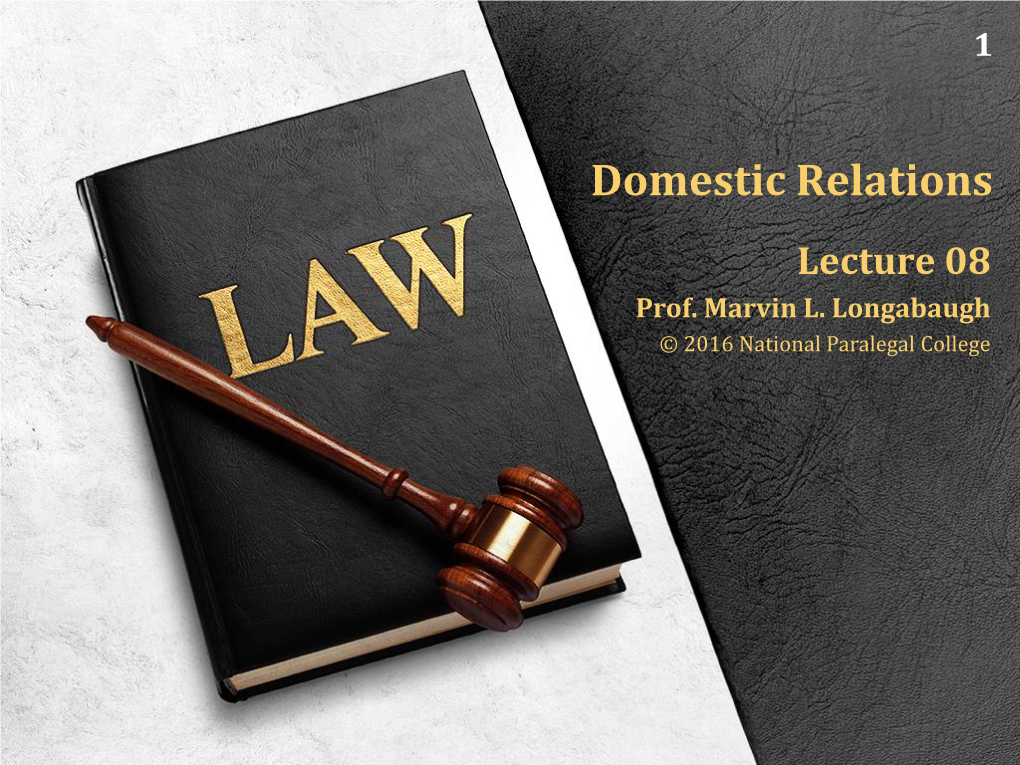 Domestic Relations Lecture 08 Prof