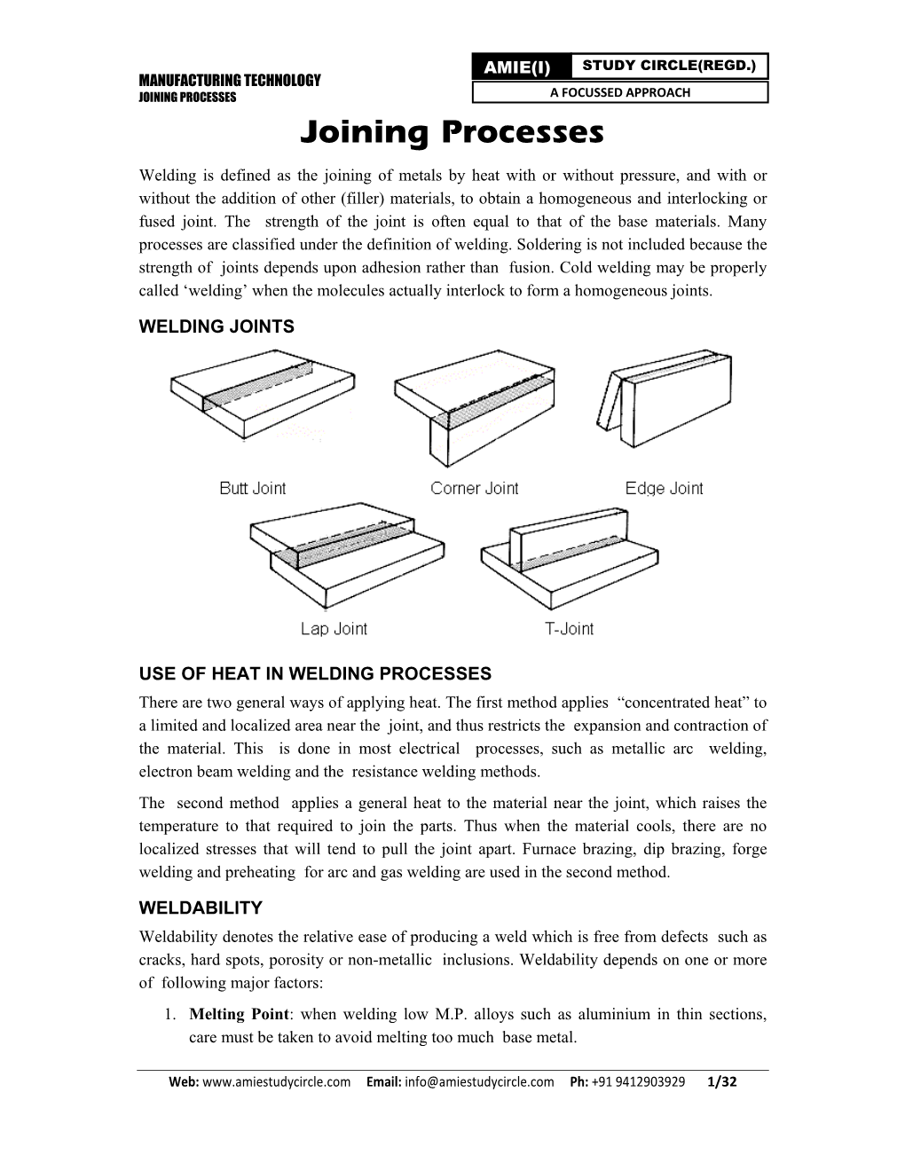 JOINING PROCESSES a FOCUSSED APPROACH Joining Processes