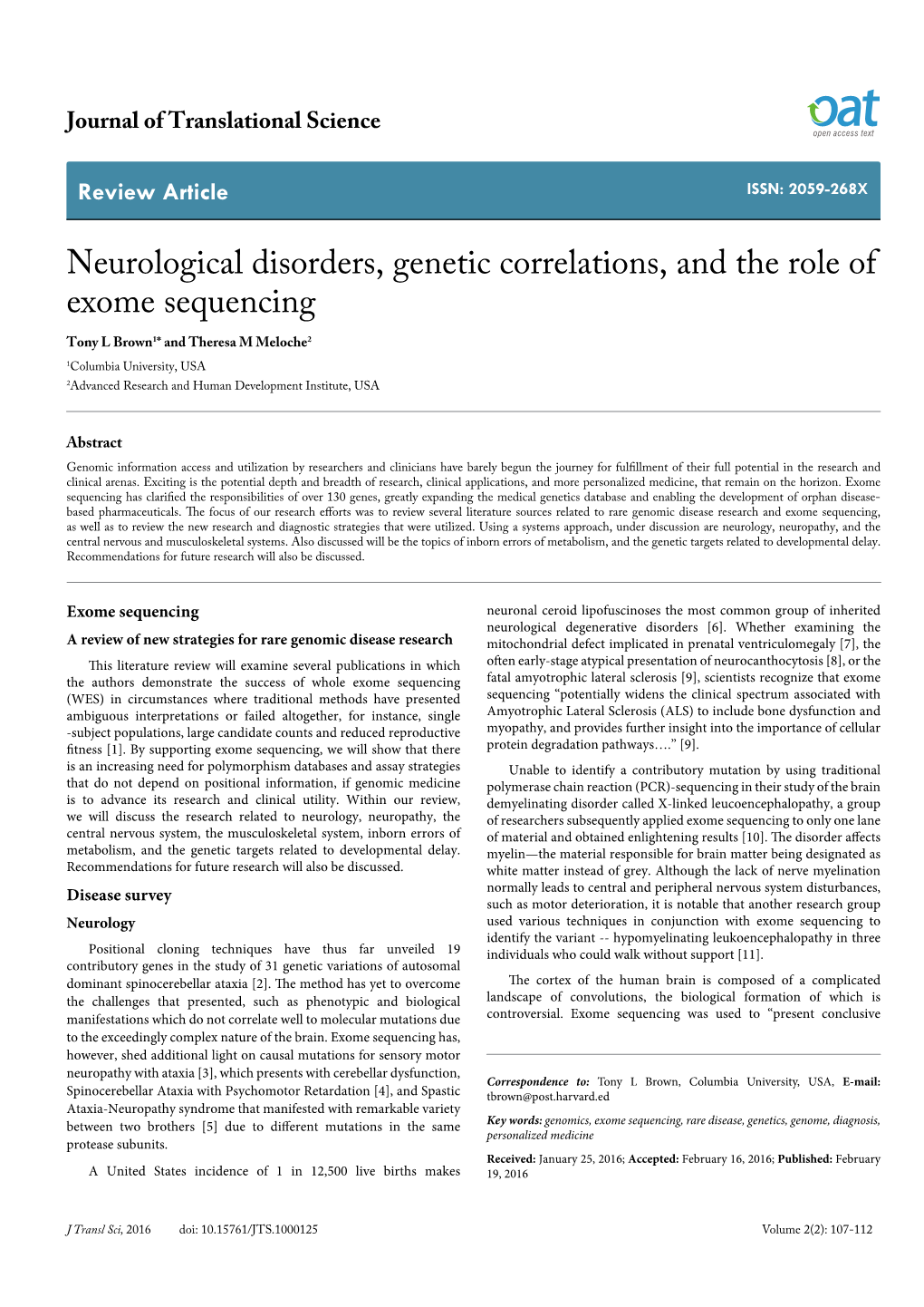Neurological Disorders, Genetic Correlations, and the Role of Exome Sequencing