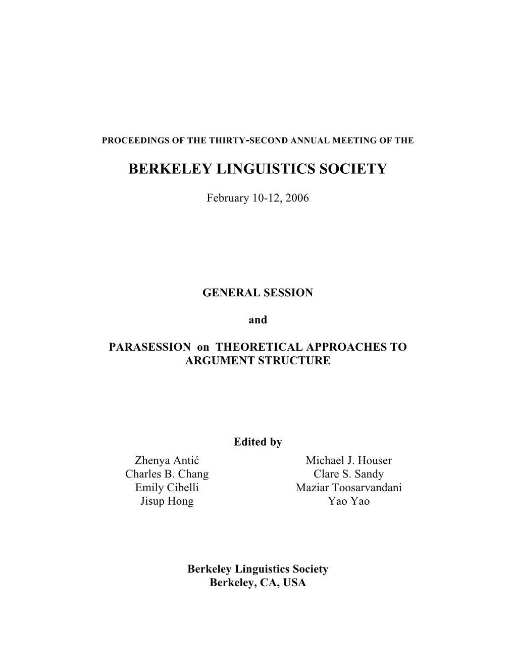 Berkeley Linguistics Society