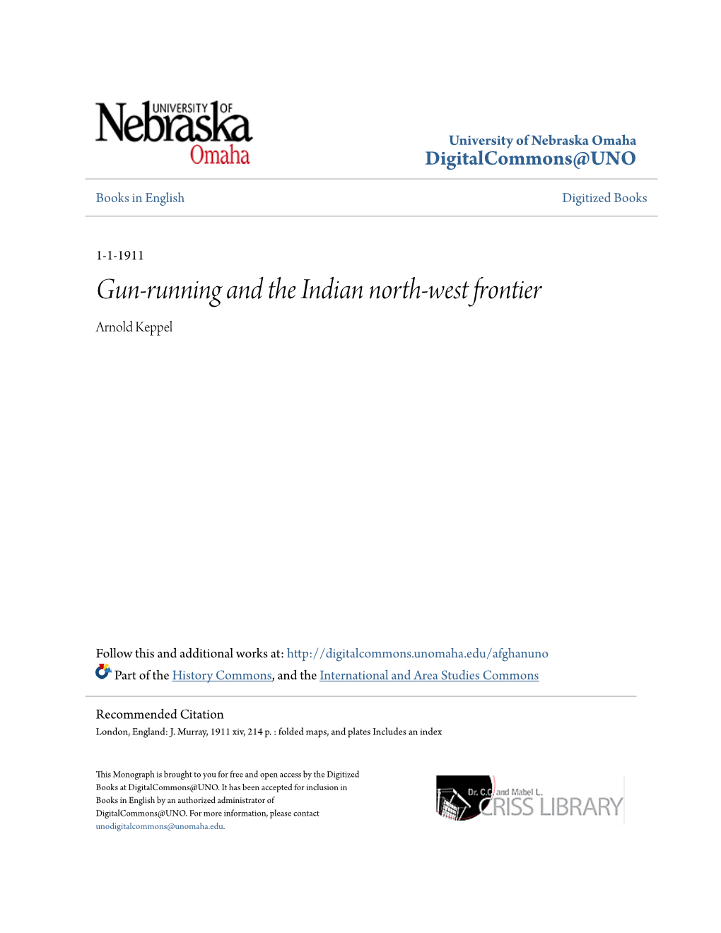 Gun-Running and the Indian North-West Frontier Arnold Keppel