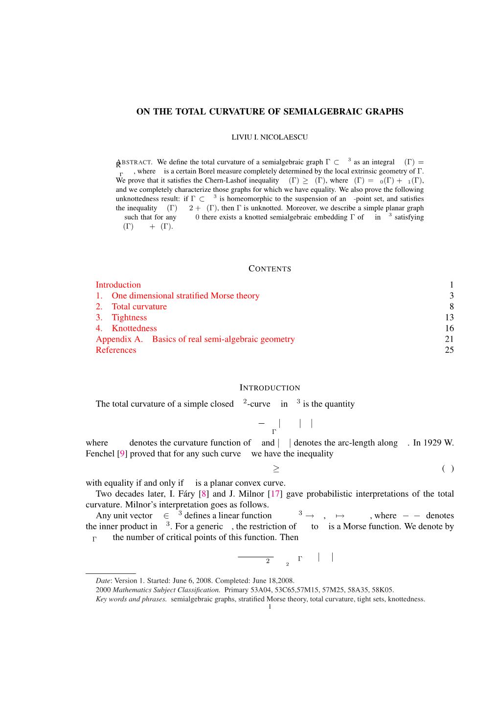 On the Total Curvature of Semialgebraic Graphs