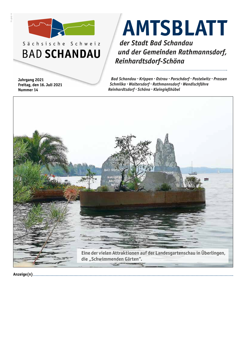 Amtsblatt Der Stadt Bad Schandau Und Der Gemeinden Rathmannsdorf, Reinhardtsdorf-Schöna