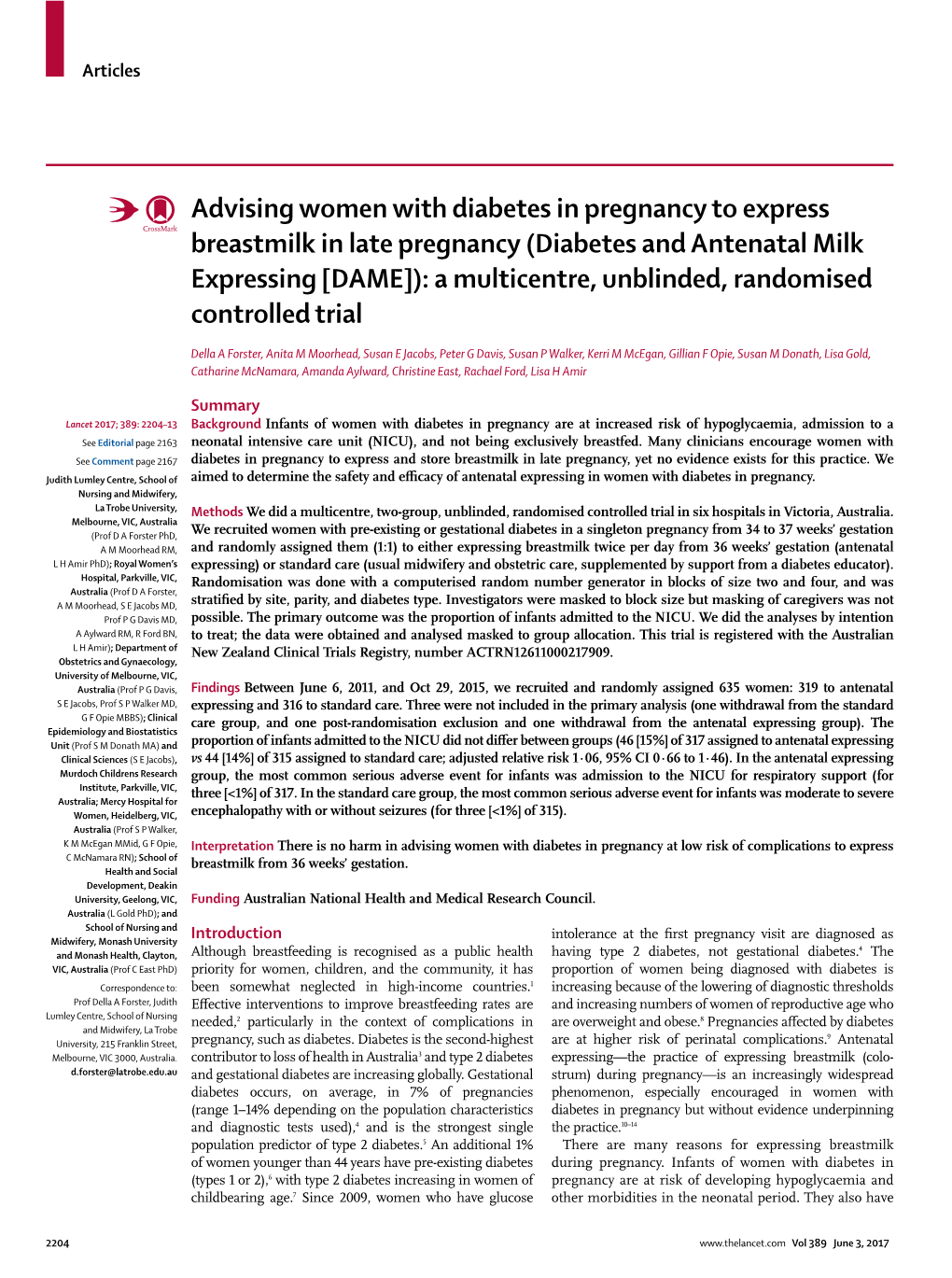 Advising Women with Diabetes in Pregnancy to Express Breastmilk In