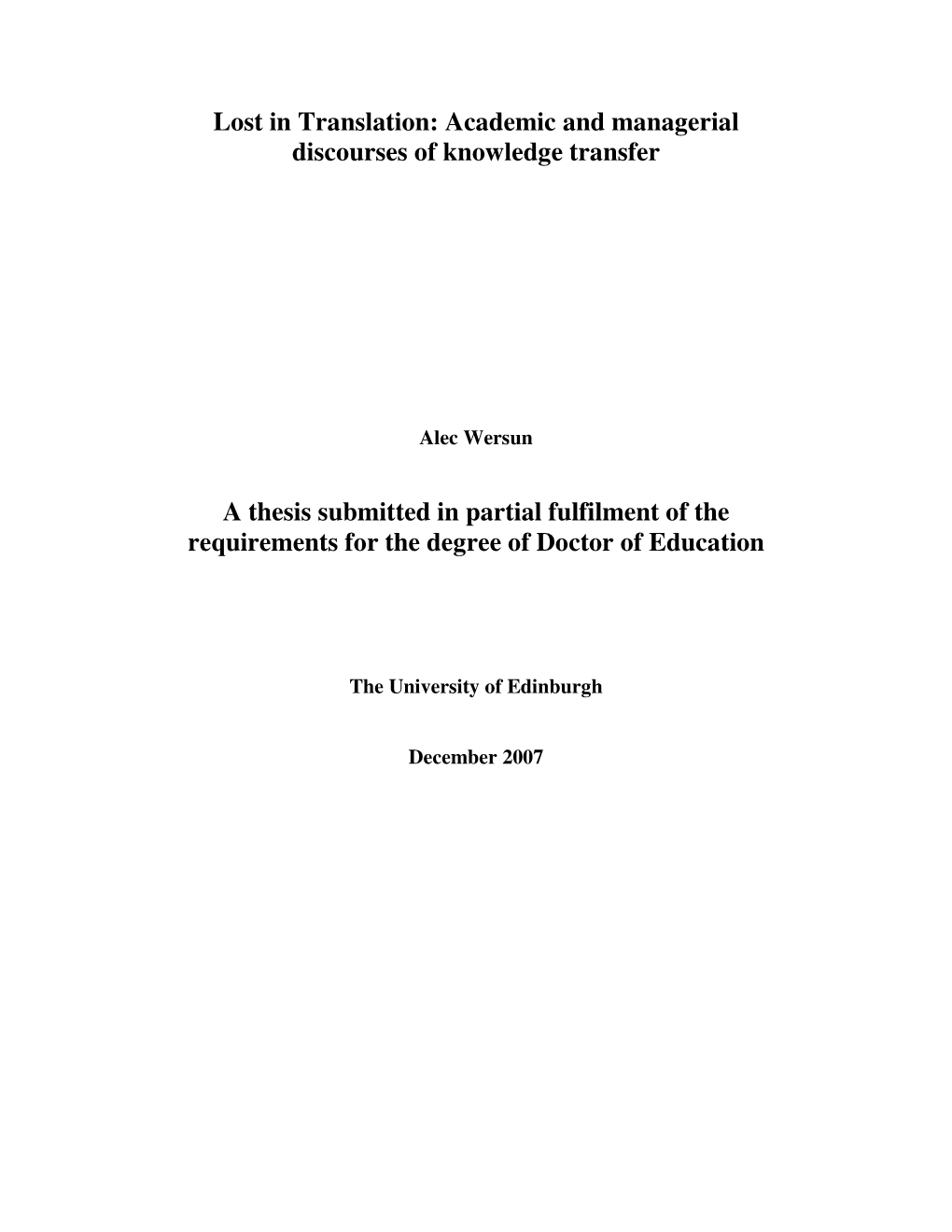 Academic and Managerial Discourses of Knowledge Transfer