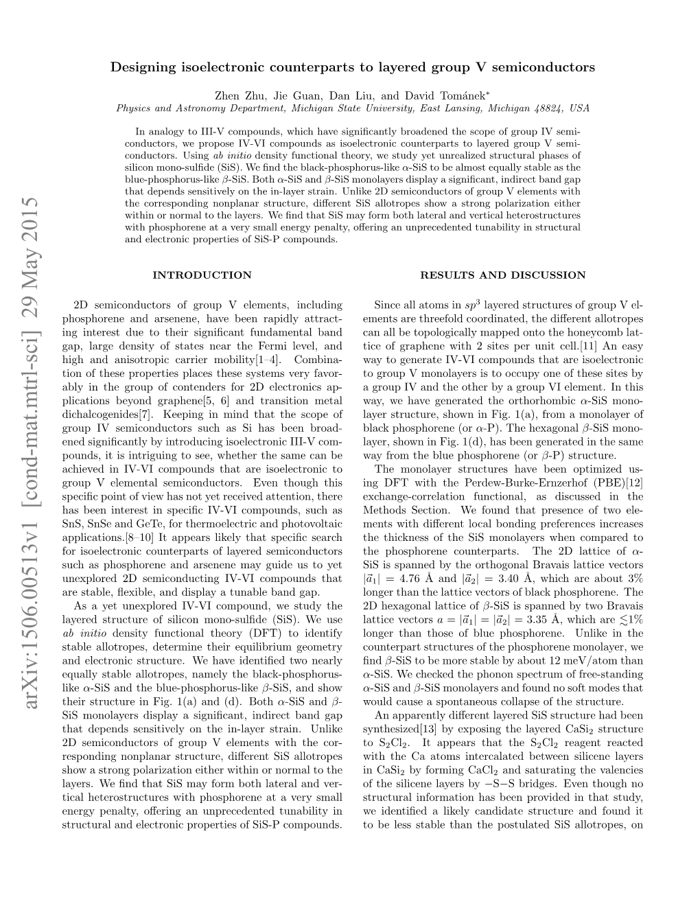 Designing Isoelectronic Counterparts to Layered Group V Semiconductors