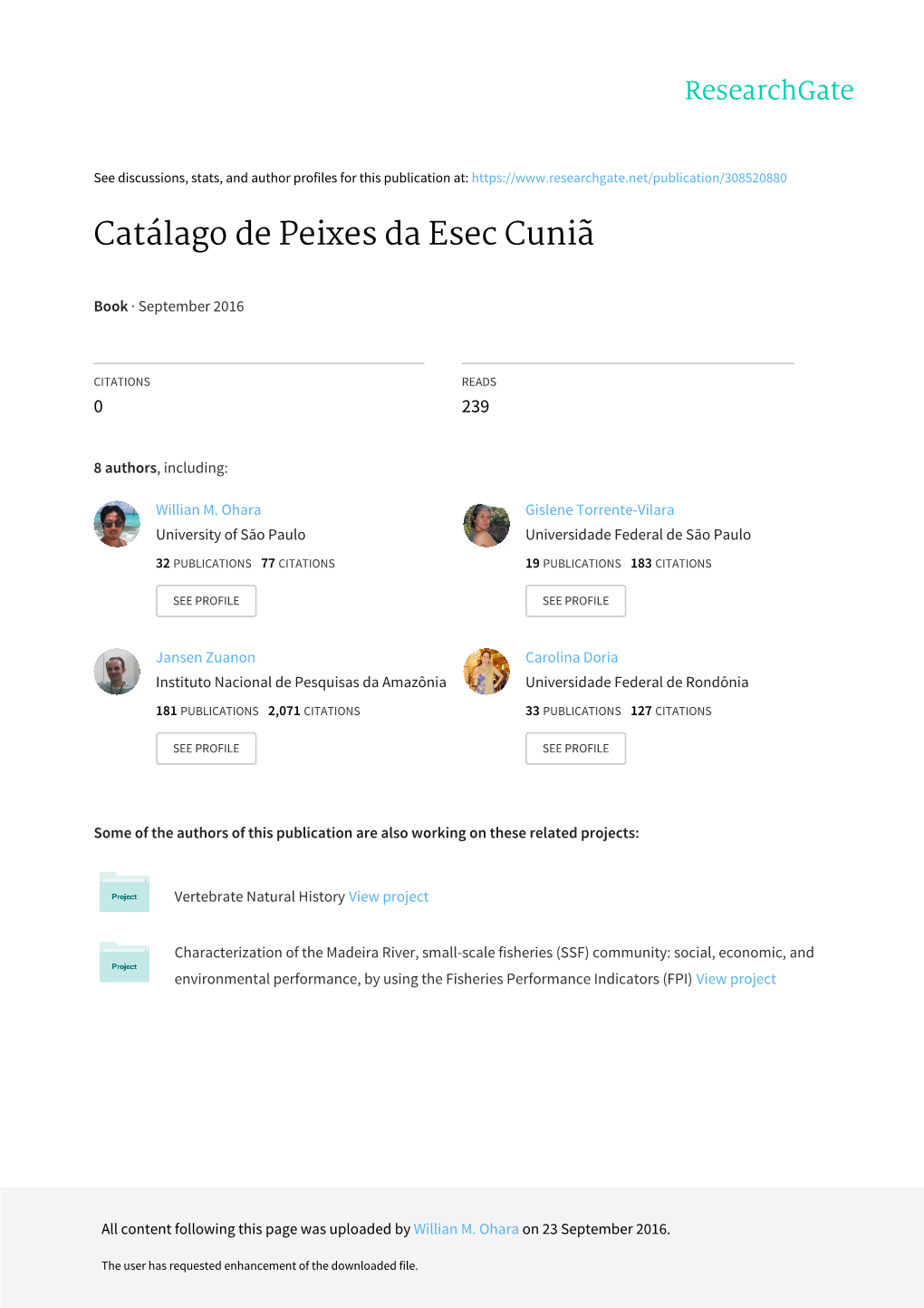 Catálogo De Peixes ESEC Cuniã