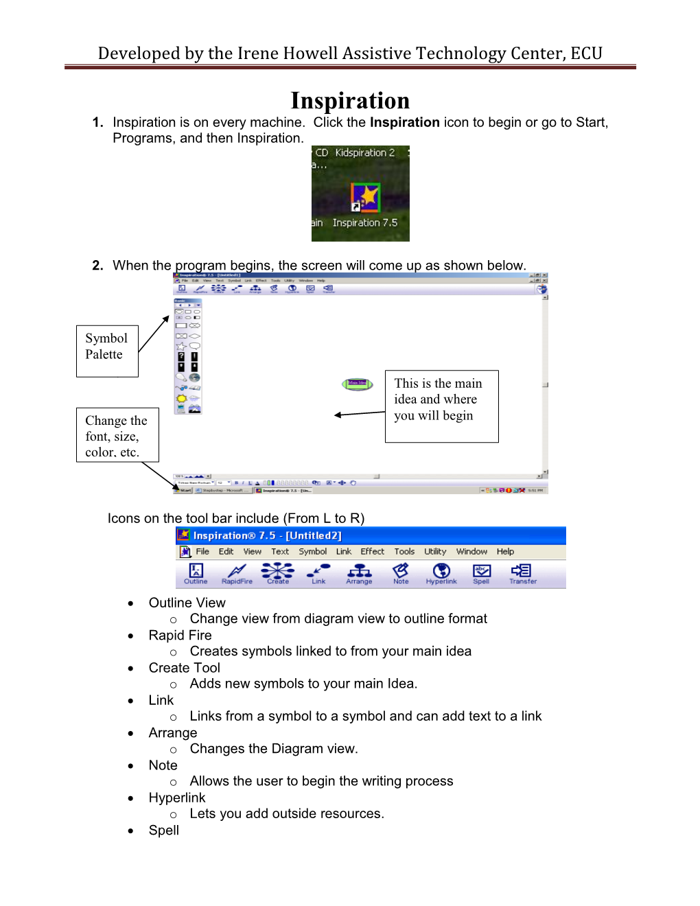 Developed by the Irene Howell Assistive Technology Center, ECU