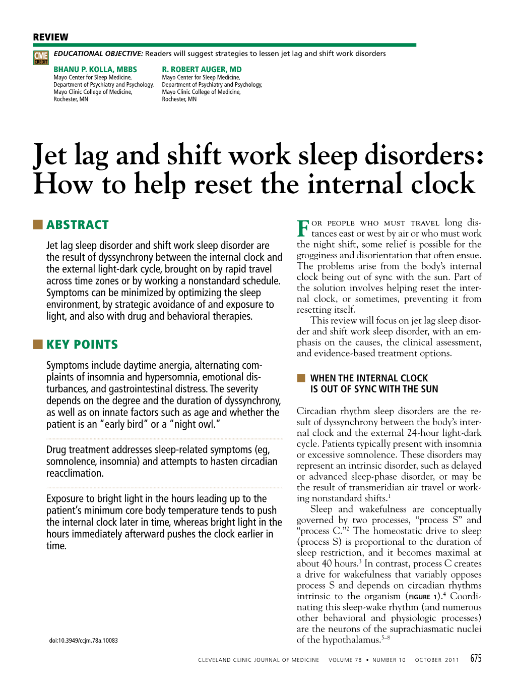Jet Lag and Shift Work Sleep Disorders: How to Help Reset the Internal Clock