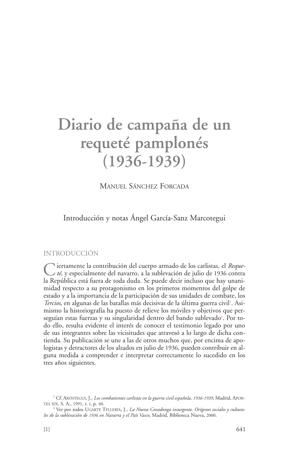 Diario De Campaña De Un Requeté Pamplonés (1936-1939)