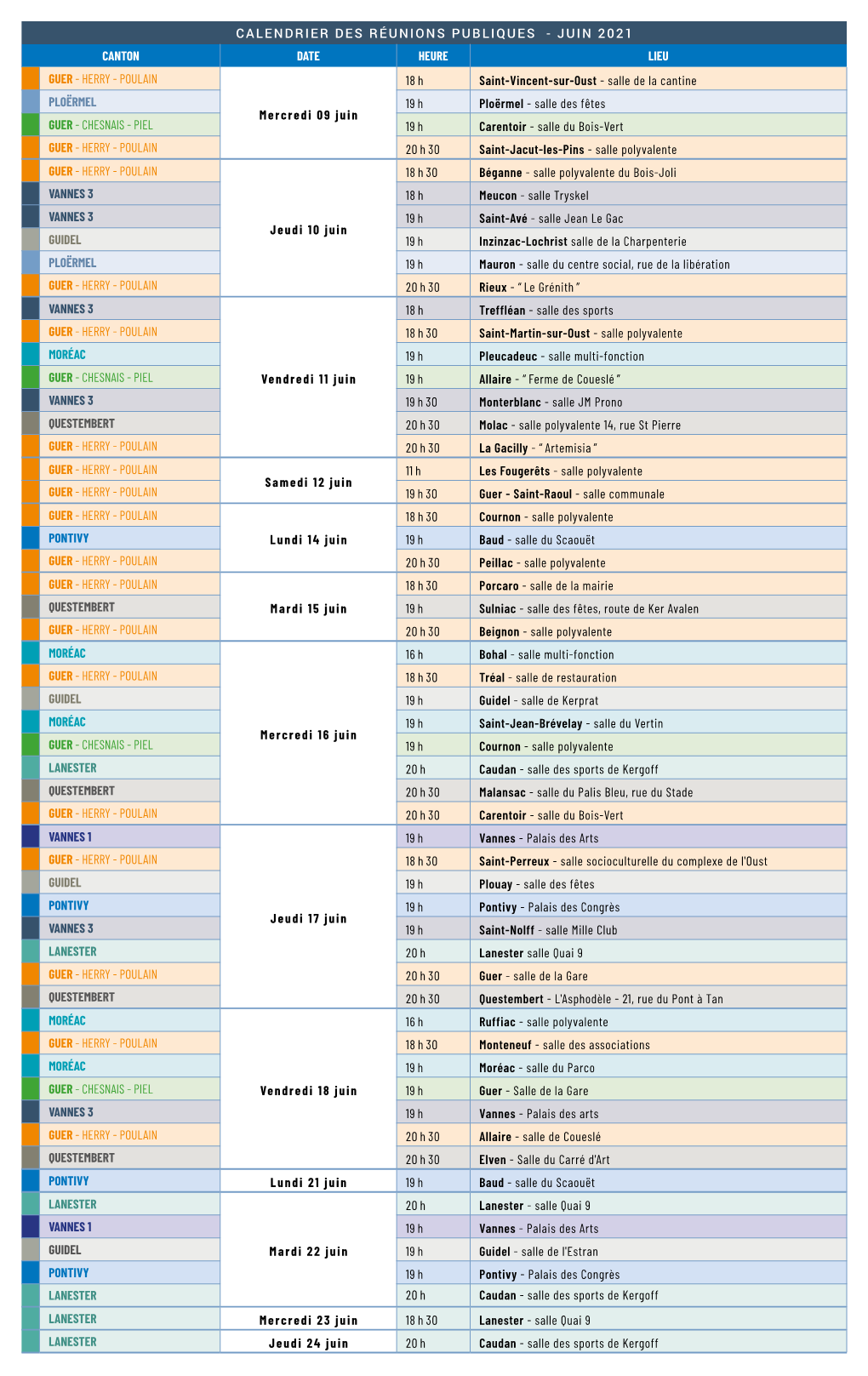 Calendrier Des Réunions Publiques