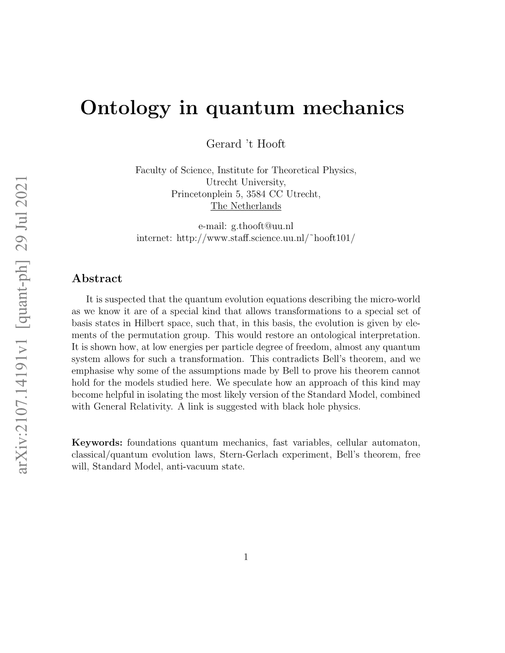 Ontology in Quantum Mechanics