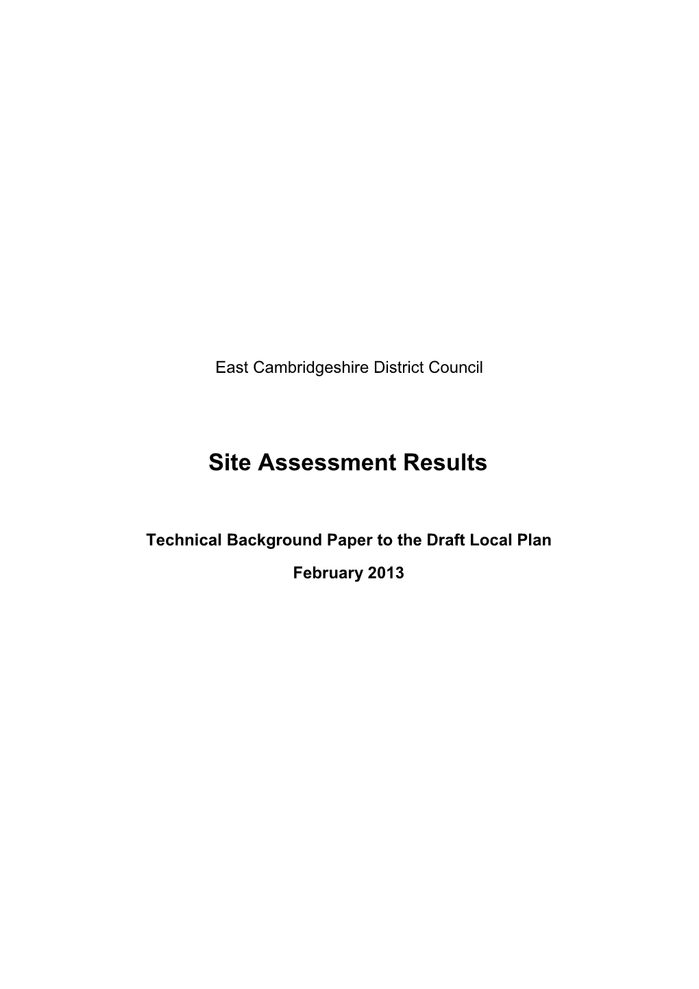 Site Assessment Results