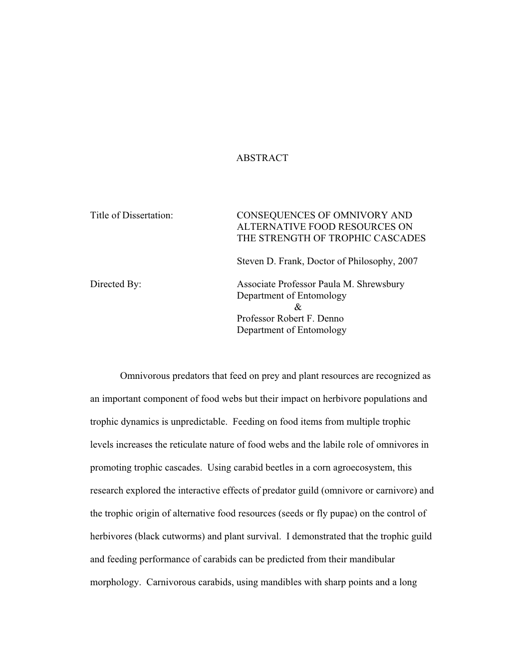 Consequences of Omnivory and Alternative Food Resources on the Strength of Trophic Cascades