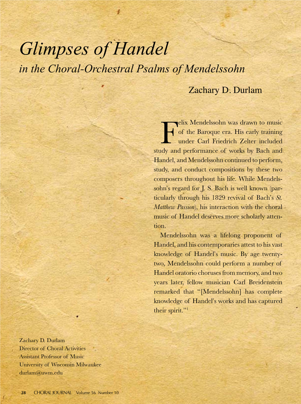 Glimpses of Handel in the Choral-Orchestral Psalms of Mendelssohn