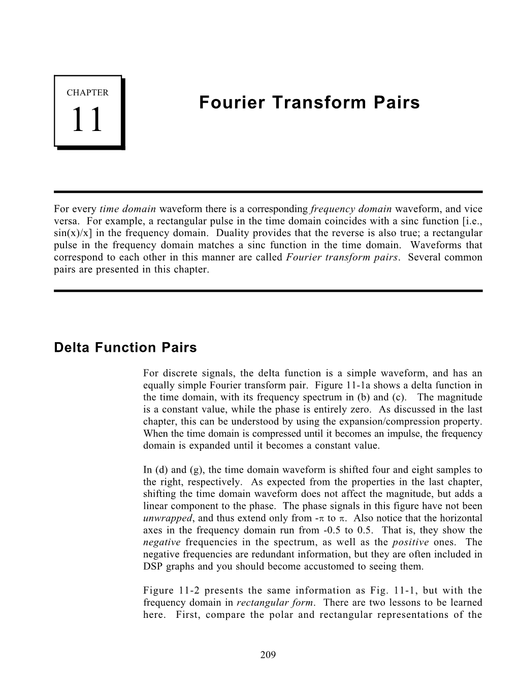 Chapter 11: Fourier Transform Pairs