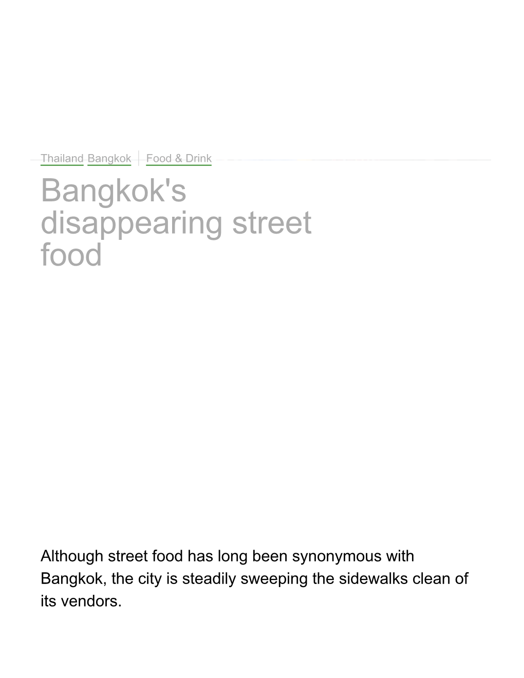 Bangkok's Disappearing Street Food