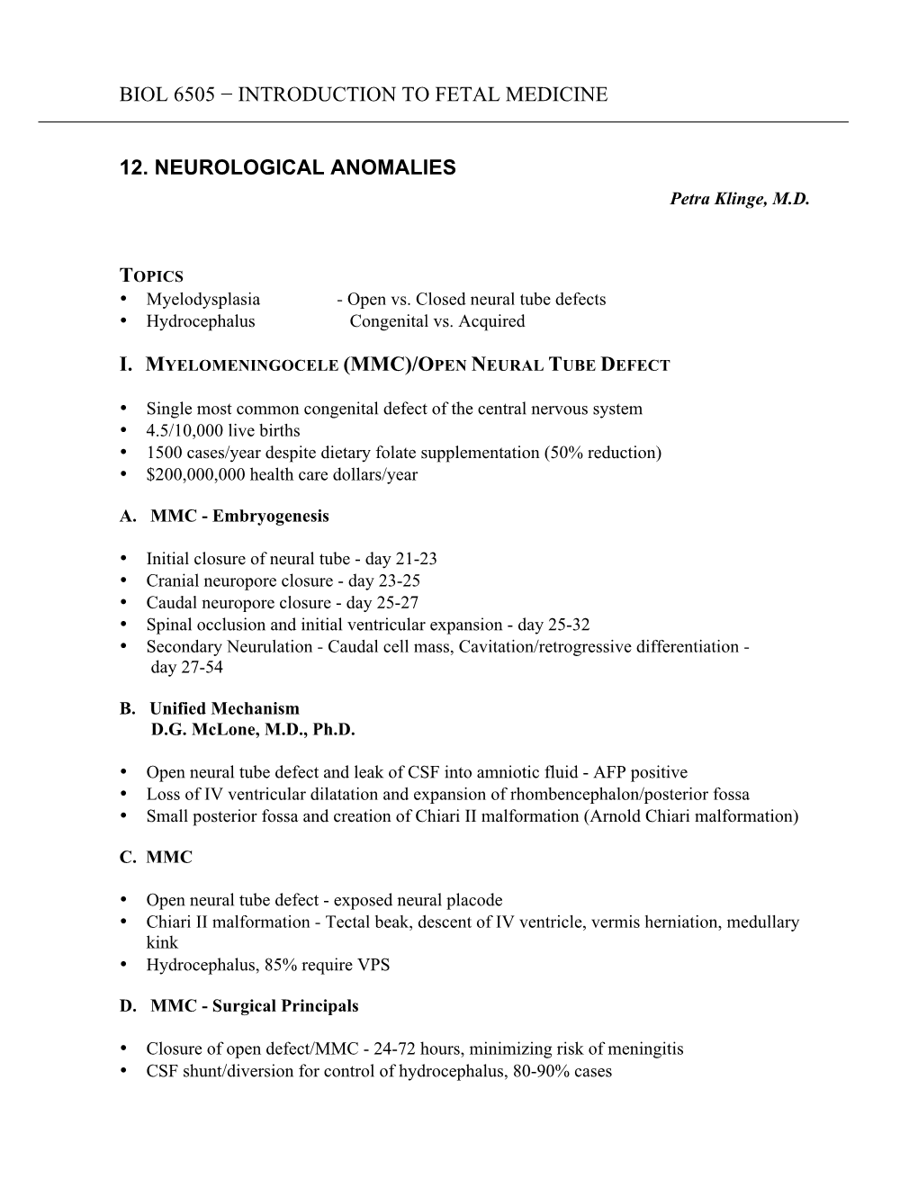 12 Neurological Anomalies