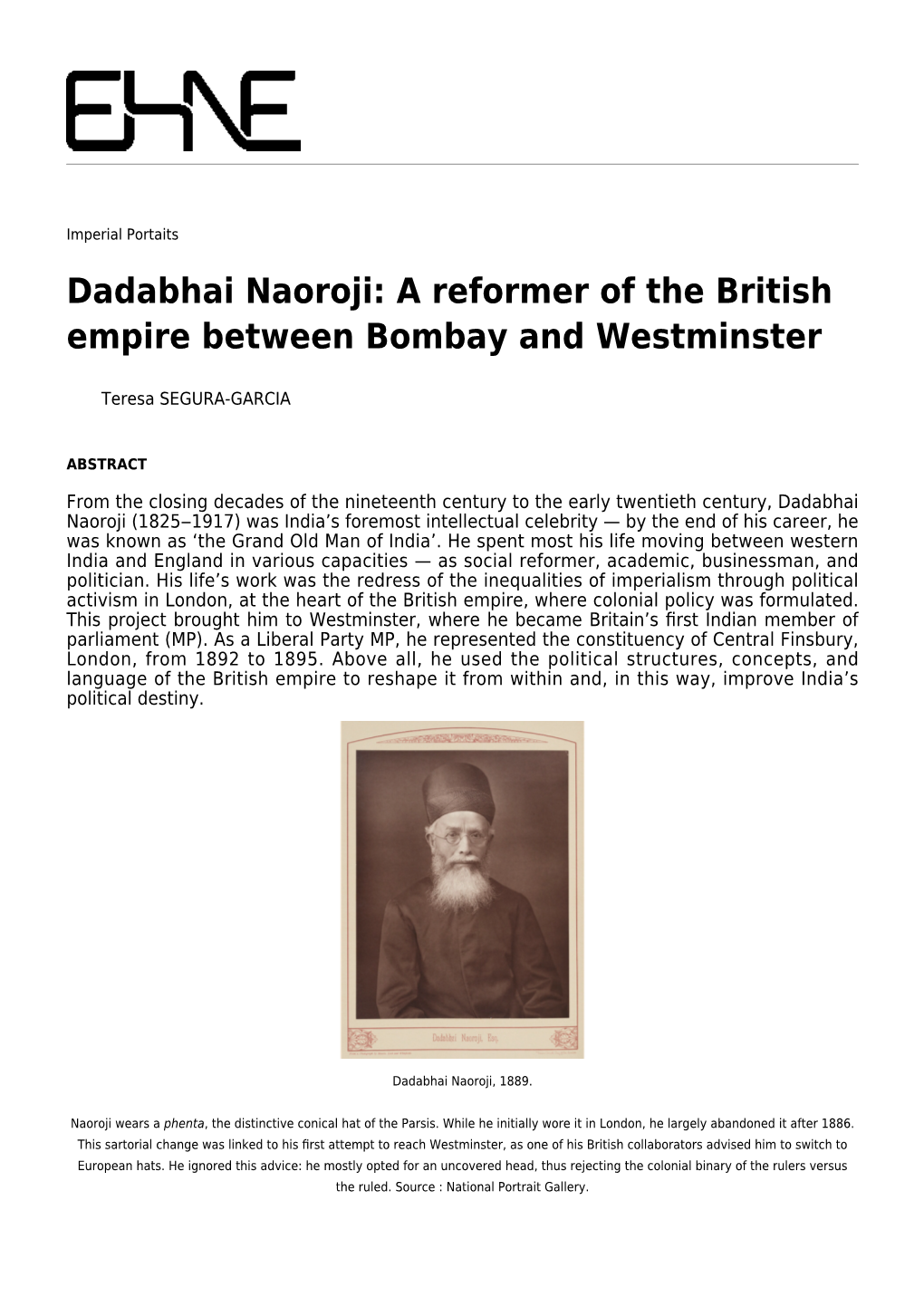 Dadabhai Naoroji: a Reformer of the British Empire Between Bombay and Westminster