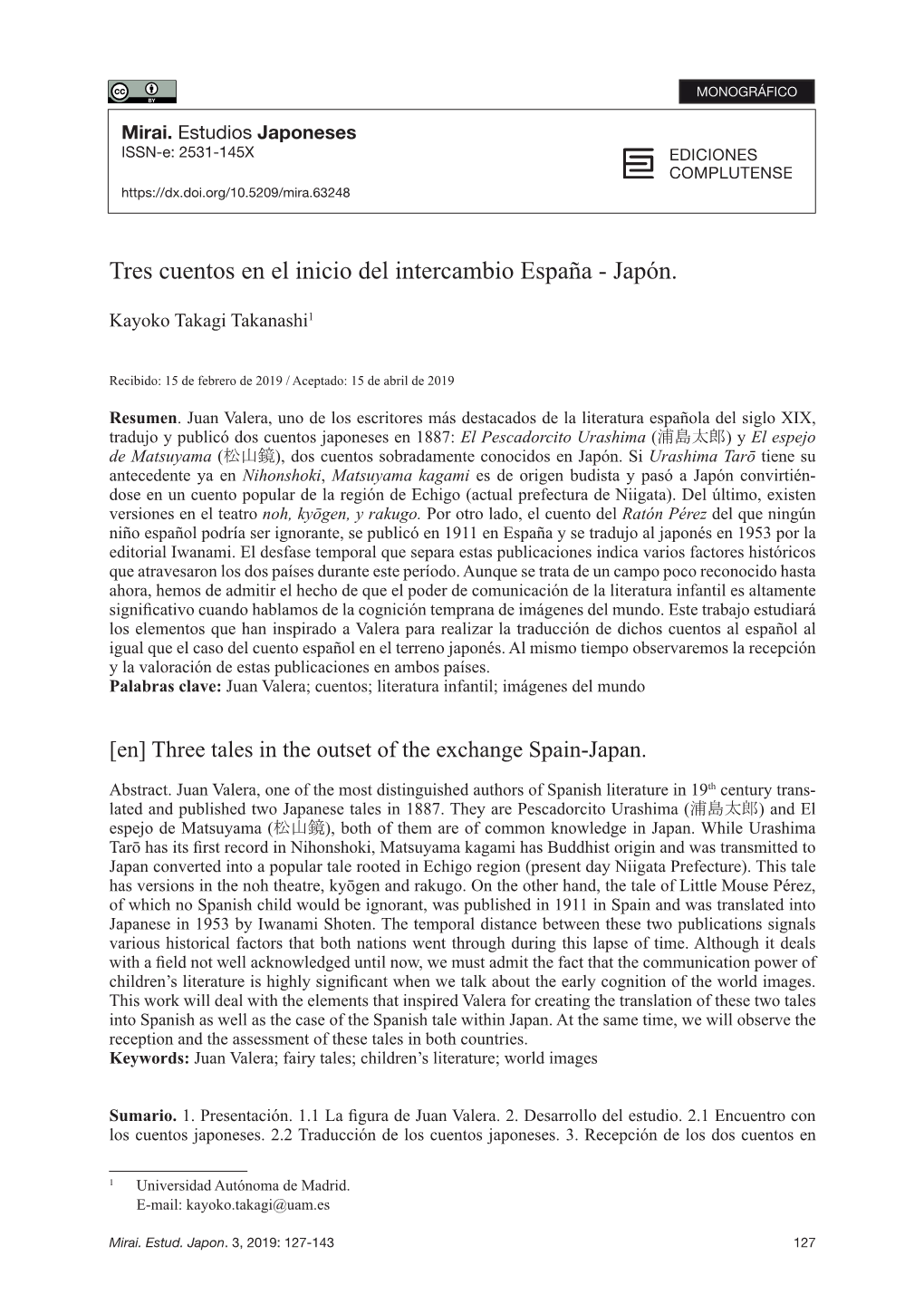 Tres Cuentos En El Inicio Del Intercambio España - Japón