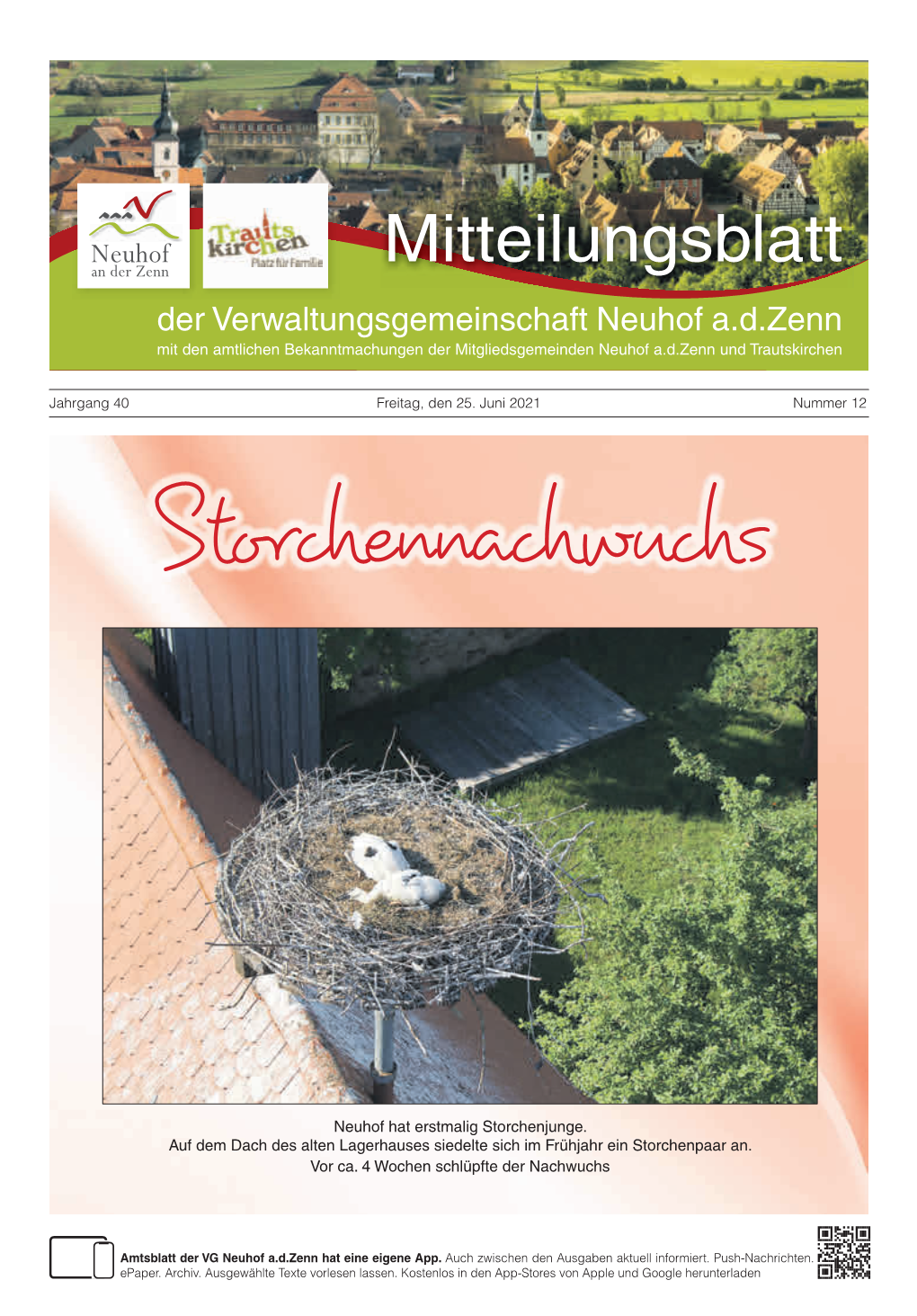 Mitteilungsblatt an Der Zenn Der Verwaltungsgemeinschaft Neuhof A.D.Zenn Mit Den Amtlichen Bekanntmachungen Der Mitgliedsgemeinden Neuhof A.D.Zenn Und Trautskirchen