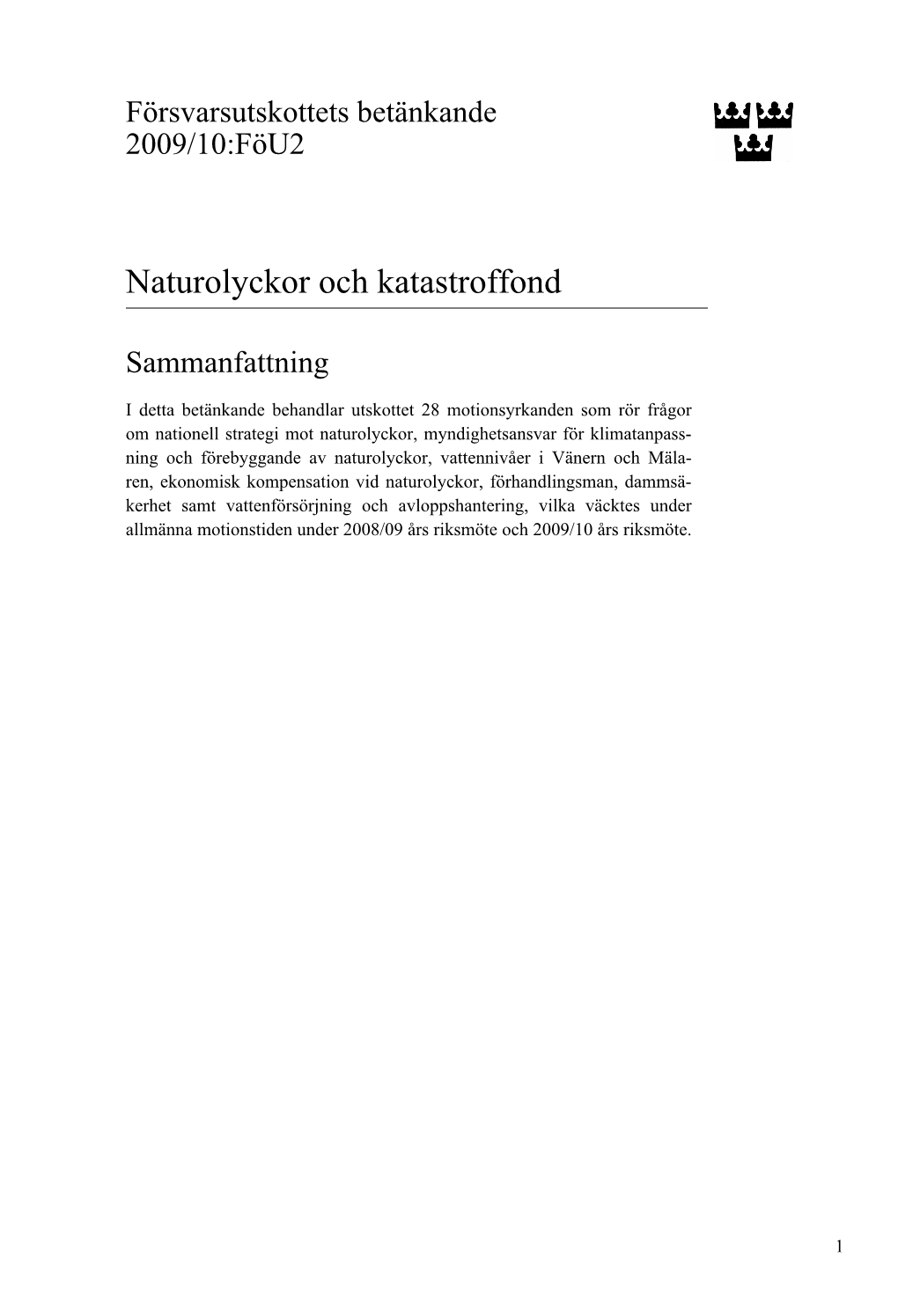 Naturolyckor Och Katastroffond