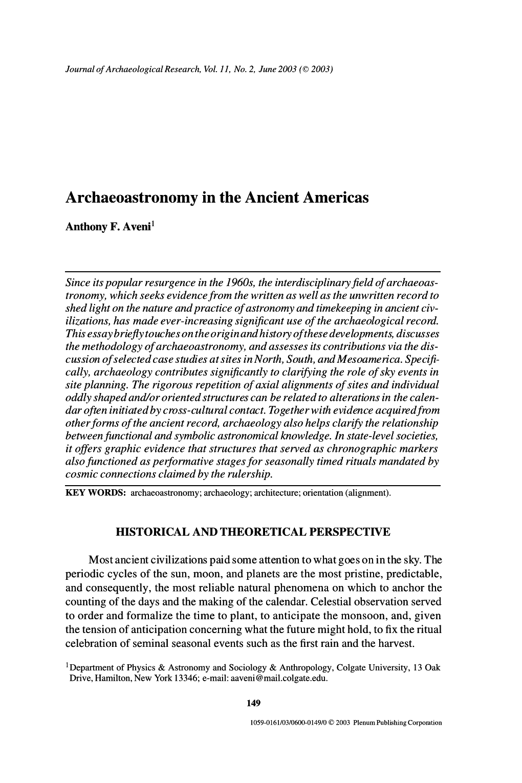 Archaeoastronomy in the Ancient Americas