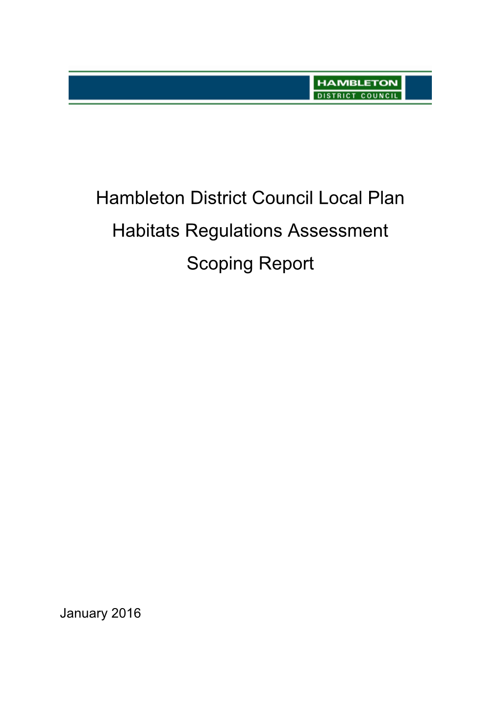 Habitats Regulation Assessment Scoping Report