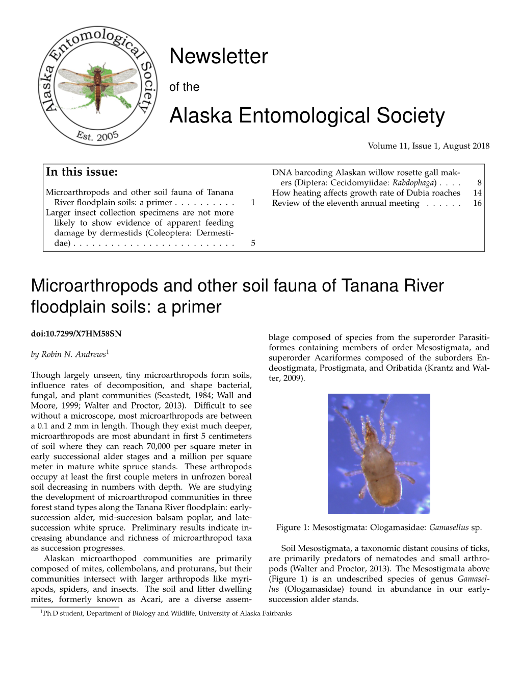 Newsletter Alaska Entomological Society