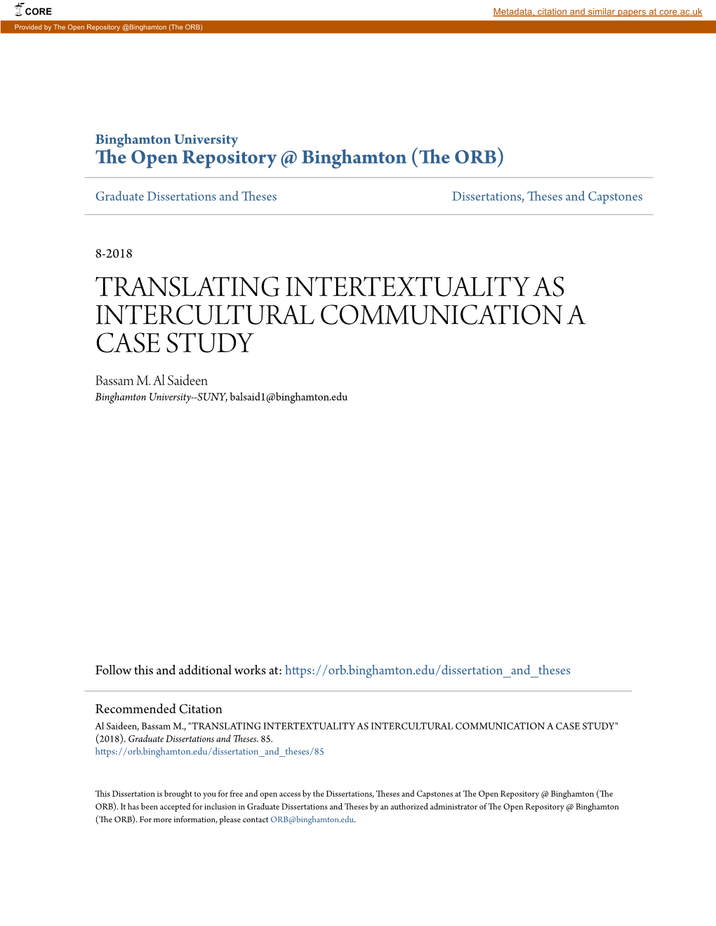 Translating Intertextuality As Intercultural Communication a Case Study