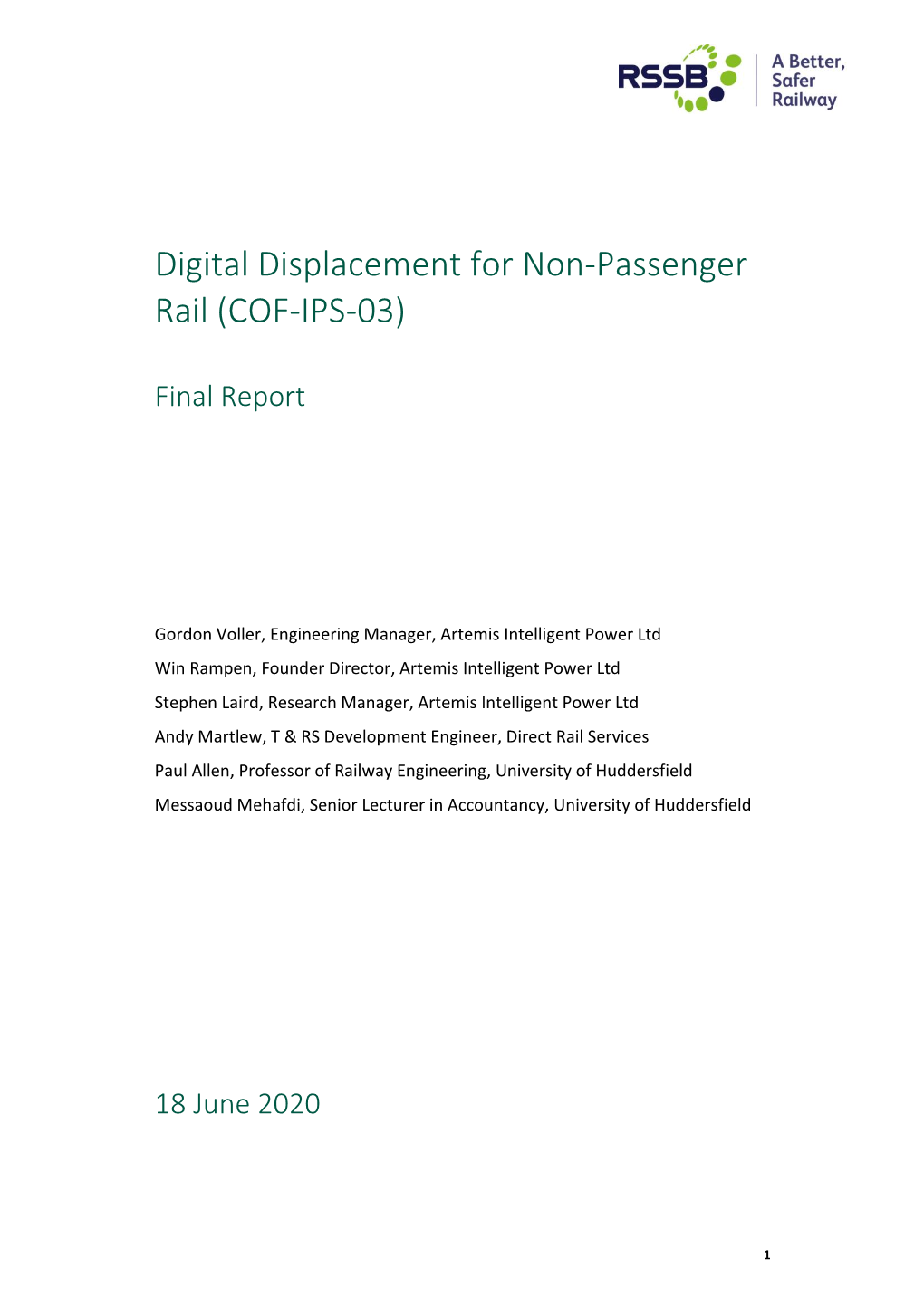 COF-IPS-03 Digital Displacement for Non-Passenger Rail