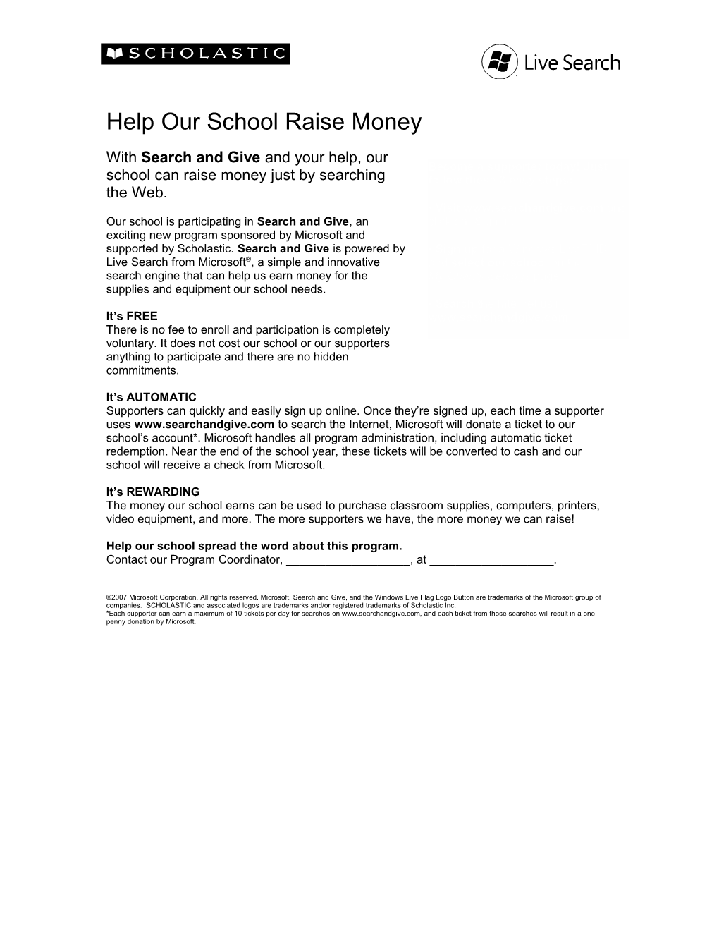 Help Our School Raise Money